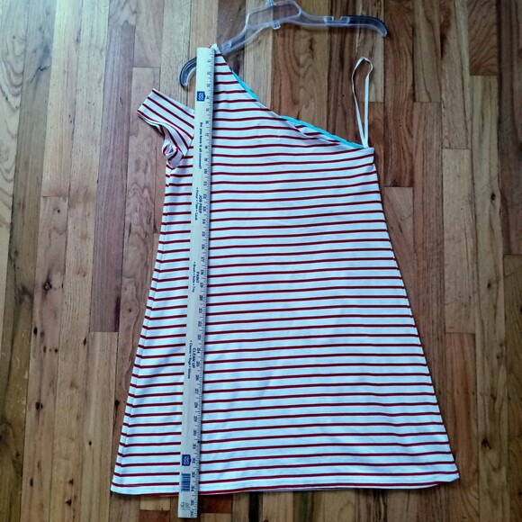 Maeve Marketa NWT Anthropologie one shoulder red striped dress sz M - Picture 10 of 13